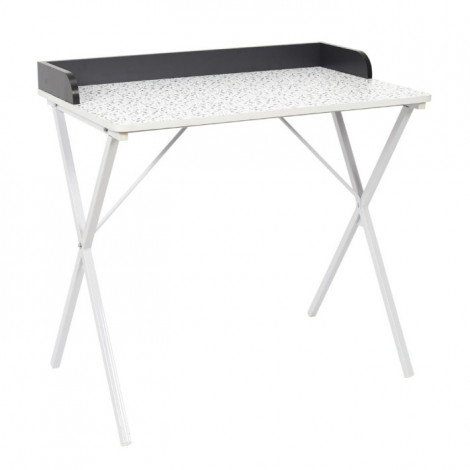 Bureau Design Effet "Terrazzo" 80cm Blanc & Gris|Bureau|Paris Prix