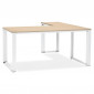 Bureau d'Angle Design "Hovik" 160cm Naturel & Blanc|Bureau|Paris Prix