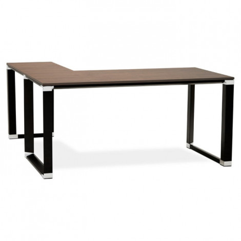 Bureau d'Angle Design "Hovik" 160cm Noyer & Noir|Bureau|Paris Prix