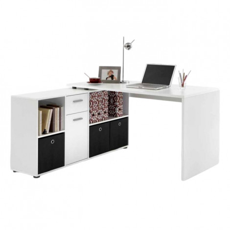 Bureau d'Angle Réversible "Oxela" 135cm Blanc|Bureau|Paris Prix