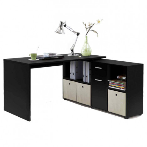 Bureau d'Angle Réversible "Oxela" 135cm Noir|Bureau|Paris Prix