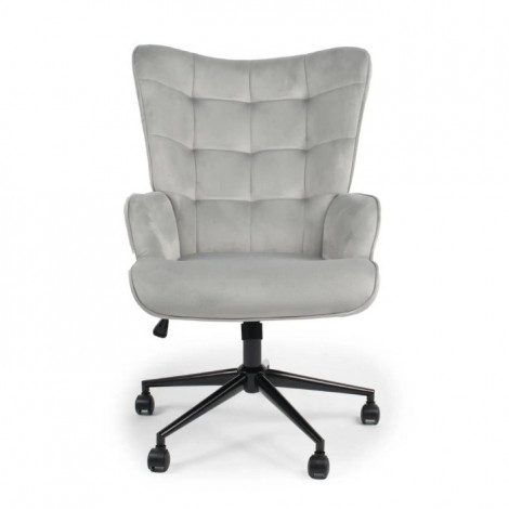 Fauteuil de Bureau Velours "Verner" 96cm Gris|Chaises et Fauteuils|Paris Prix