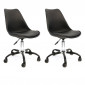 Lot de 2 Chaises à Roulettes "Kiruna" 92cm Noir|Chaises et Fauteuils|Paris Prix