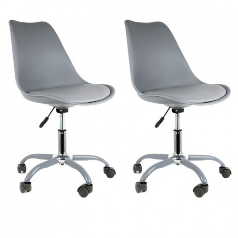 Lot de 2 Chaises à Roulettes "Kiruna" 92cm Gris|Chaises et Fauteuils|Paris Prix