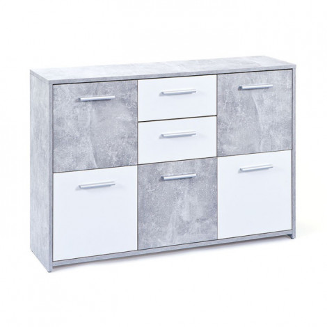 Commode Design 5 portes "Miller" Gris & Blanc|Commode|Paris Prix