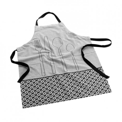 Tablier en Coton Recyclé "Cuisiline" 84cm Gris Chiné|Linge de Cuisine|Paris Prix