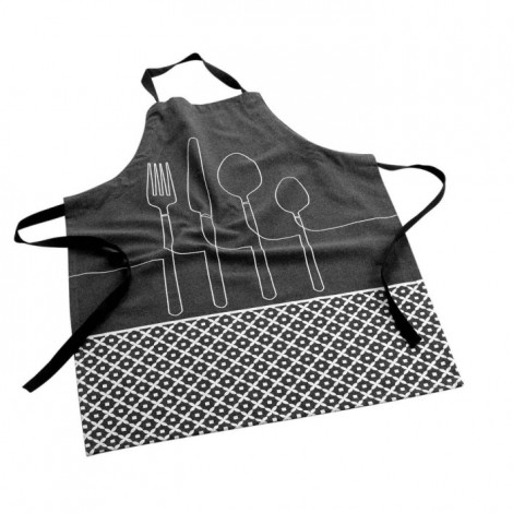 Tablier en Coton Recyclé "Cuisiline" 84cm Anthracite|Linge de Cuisine|Paris Prix