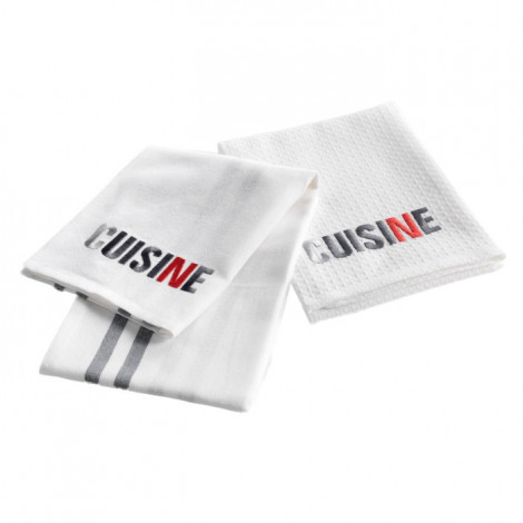 Lot de 2 Torchons Coton "Top Cuisine" 70cm Gris|Linge de Cuisine|Paris Prix