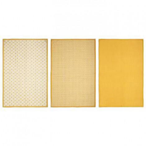 Lot de 3 Torchons "Imprimé" 45x70cm Ocre|Linge de Cuisine|Paris Prix