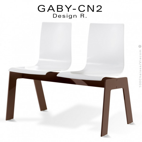 Banc ou assise sur poutre design GABY pour salle d'attente, assise 2 places coque plastique couleur, piétement acier peint.|Banquettes / Bancs / Poufs|100chaises