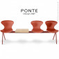 Banc ou assise sur poutre PONTE, trois places avec tablette porte revue, piétement acier peint, assise coque plastique couleur.|Banquettes / Bancs / Poufs|100chaises