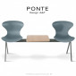 Banc ou assise sur poutre PONTE, deux places avec tablette porte revue, piétement acier peint, assise coque plastique couleur.|Banquettes / Bancs / Poufs|100chaises