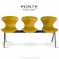 Banc ou assise sur poutre PONTE, pour salle d'attente, trois places, coque plastique couleur, piétement acier peint.|Banquettes / Bancs / Poufs|100chaises