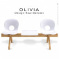 Banc design OLIVIA, piétement bois, assise 2 places coque plastique couleur avec tablette.|Banquettes / Bancs / Poufs|100chaises