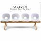 Banc design OLIVIA, piétement bois, assise 4 places coque plastique couleur.|Banquettes / Bancs / Poufs|100chaises