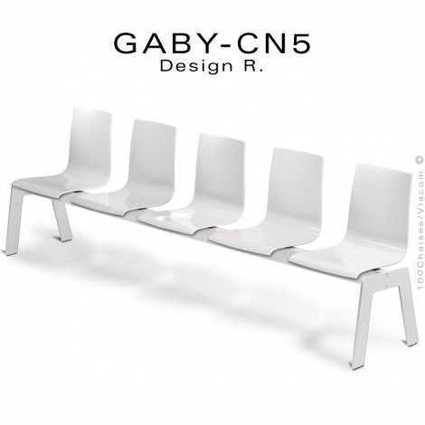 Banc ou assise sur poutre GABY pour salle d'attente, piétement acier peint, assise 5 places, coque plastique couleur.|Banquettes / Bancs / Poufs|100chaises