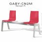 Banc ou assise sur poutre design GABY, assise trois places coque couleur, piétement acier peint avec tablette porte revue.|Banquettes / Bancs / Poufs|100chaises