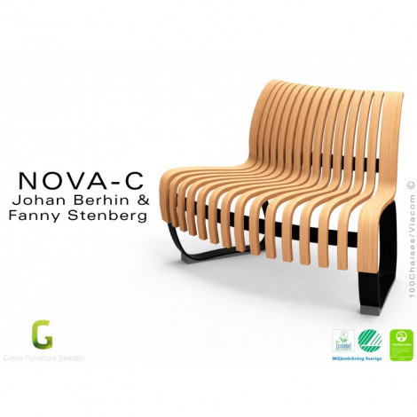 Banc module convexe NOVA assise bois structure métal - 4 modules|Banquettes / Bancs / Poufs|100chaises