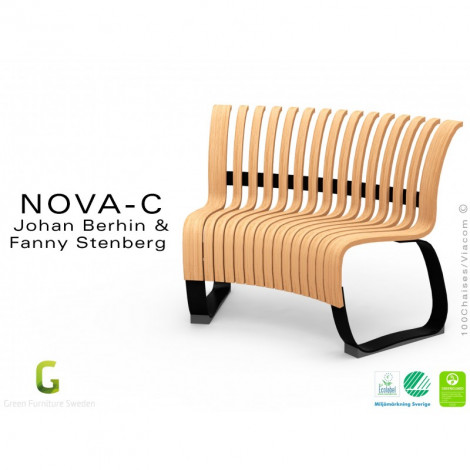 Banc module concave NOVA assise bois structure métal - 4 modules|Banquettes / Bancs / Poufs|100chaises