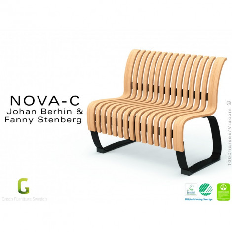 Banc module droit NOVA assise bois structure métal - 4 modules|Banquettes / Bancs / Poufs|100chaises