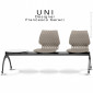 Banc design UNI, assise effet matelassé sur poutre plastique couleur, 2 places avec tablette porte revue, piétement acier peint.|Banquettes / Bancs / Poufs|100chaises