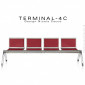 Banc design pour salle d'attente TERMINAL, assise quatre places avec coussins, structure acier peint.|Banquettes / Bancs / Poufs|100chaises