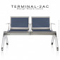 Banc design pour salle d'attente TERMINAL, assise deux places avec accoudoirs et coussins, structure acier peint.|Banquettes / Bancs / Poufs|100chaises