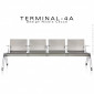 Banc design pour salle d'attente ou aéroport TERMINAL, assise quatre places avec accoudoirs, structure acier peint.|Banquettes / Bancs / Poufs|100chaises