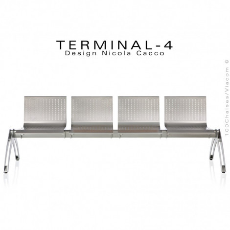 Banc design pour vestiaire ou salle de sport TERMINAL assise quatre places, structure acier peint.|Banquettes / Bancs / Poufs|100chaises