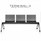 Banc design pour salle d'attente, lieu public TERMINAL assise trois places, structure acier peint.|Banquettes / Bancs / Poufs|100chaises