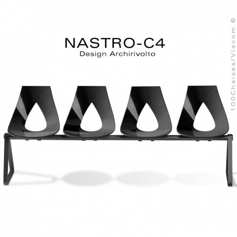 Banc design NASTRO-C4 ou siège sur poutre pour salle d'attente, assise coque plastique couleur, piétement acier peint.|Banquettes / Bancs / Poufs|100chaises