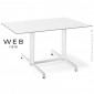 Table WEB, piétement quatre branches sur double colonnes, acier peint, plateau compact.|Table|100chaises