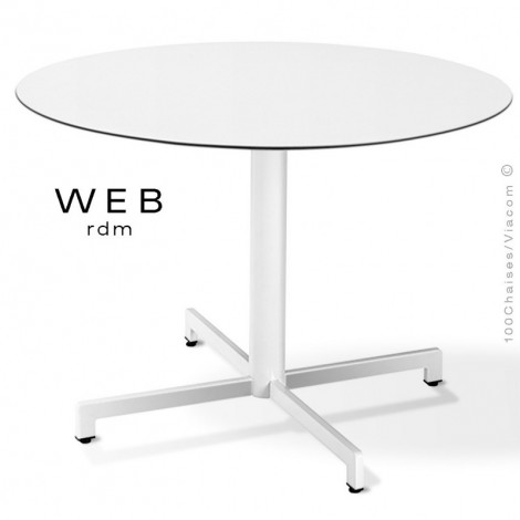 Table WEB-100, piétement quatre branches sur colonne, acier peint, plateau compact.|Table|100chaises