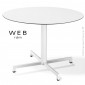 Table WEB-100, piétement quatre branches sur colonne, acier peint, plateau compact.|Table|100chaises