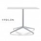 Tables design carrée YPSILON, piétement fonte d'aluminium peint, plateau compact couleur pour extérieur - Lot de 3 pièces.|Table|100chaises