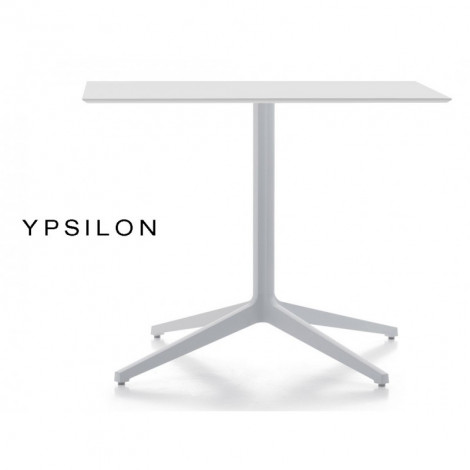 Tables design rectangulaire YPSILON, piétement fonte d'aluminium peint, plateau Compact pour extérieur - Lot de 3 pièces.|Table|100chaises