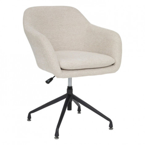 Fauteuil de Bureau "Spica" 83cm Beige Lin & Noir|Chaises et Fauteuils|Paris Prix